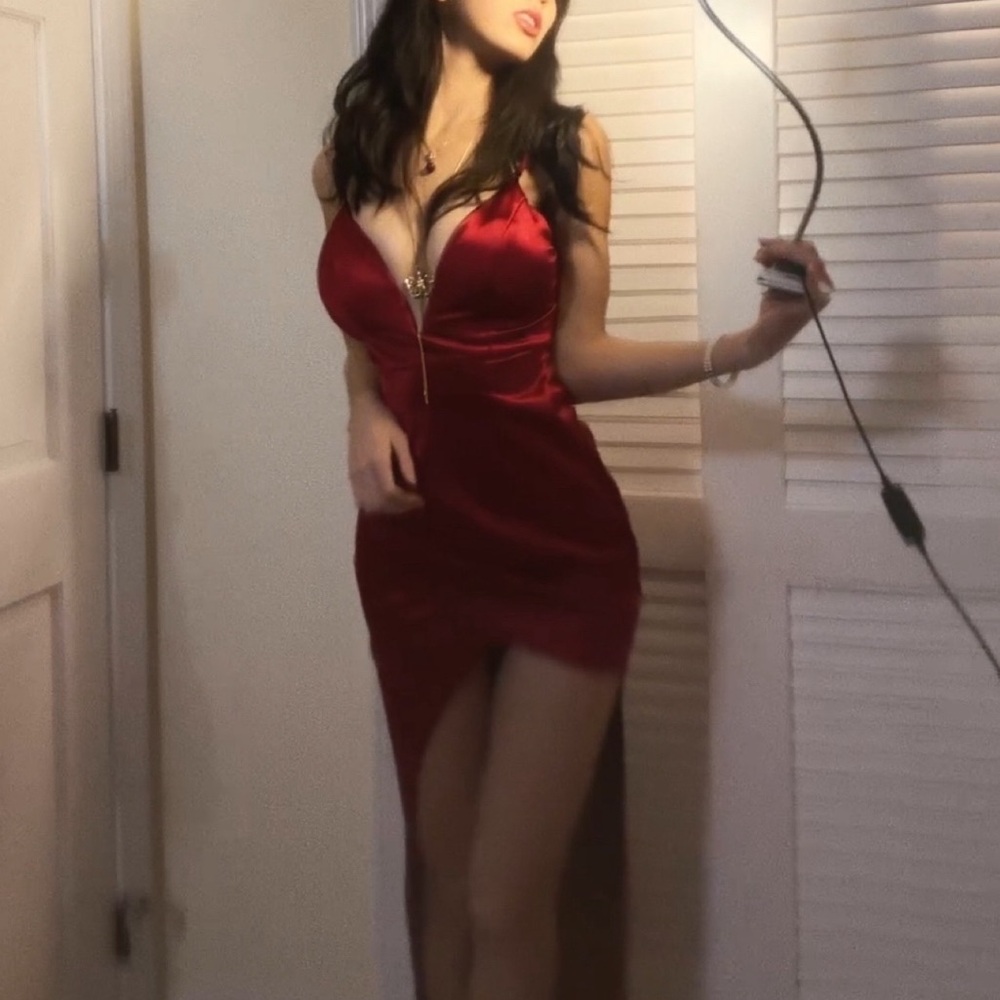 size S red/burgundy maxi floor length prom dress